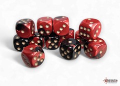 Gemini Black-Red/gold 16mm d6 Dice Block (12 dice) - CHX26633